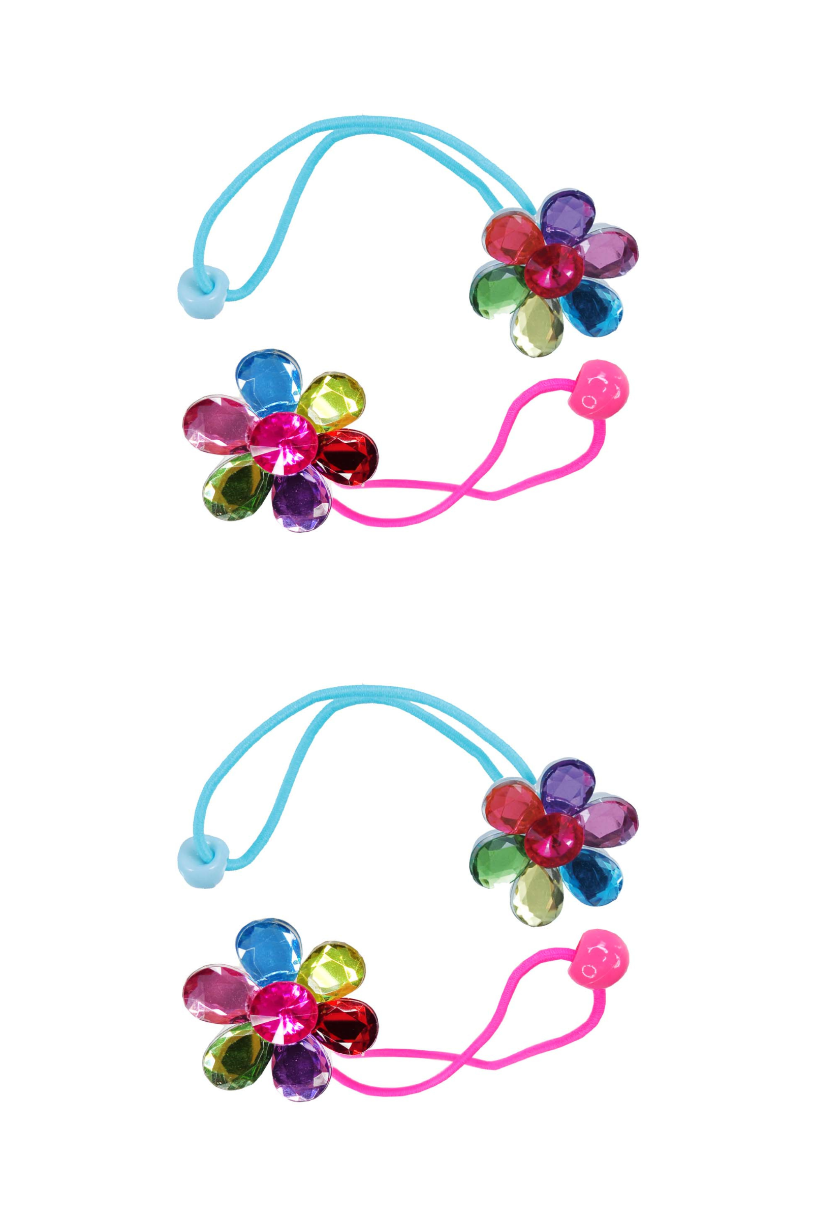 Flower Gem Ponytail Holders 2pc Set