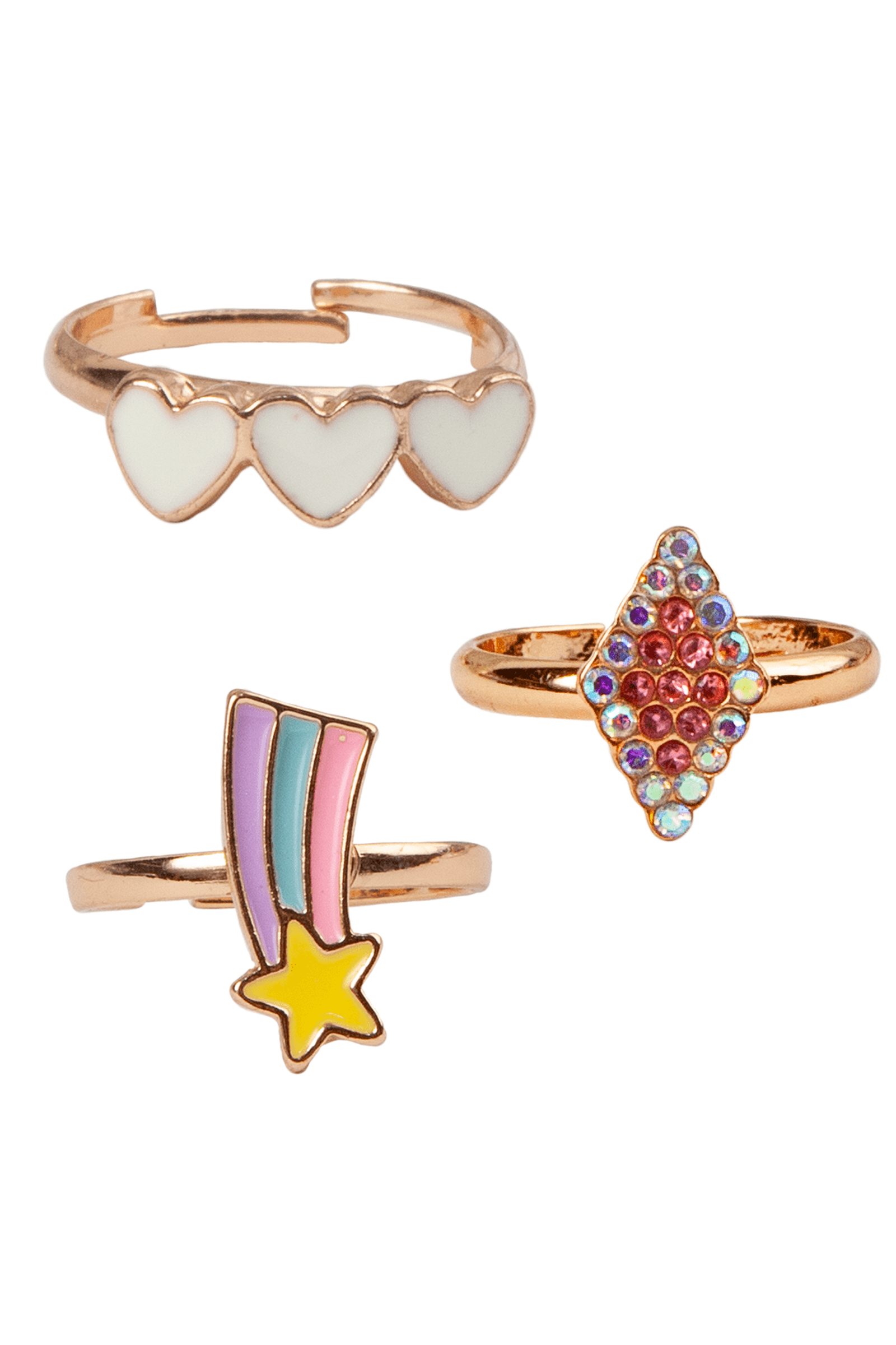 Boutique Heart Star Rings (3 pcs)