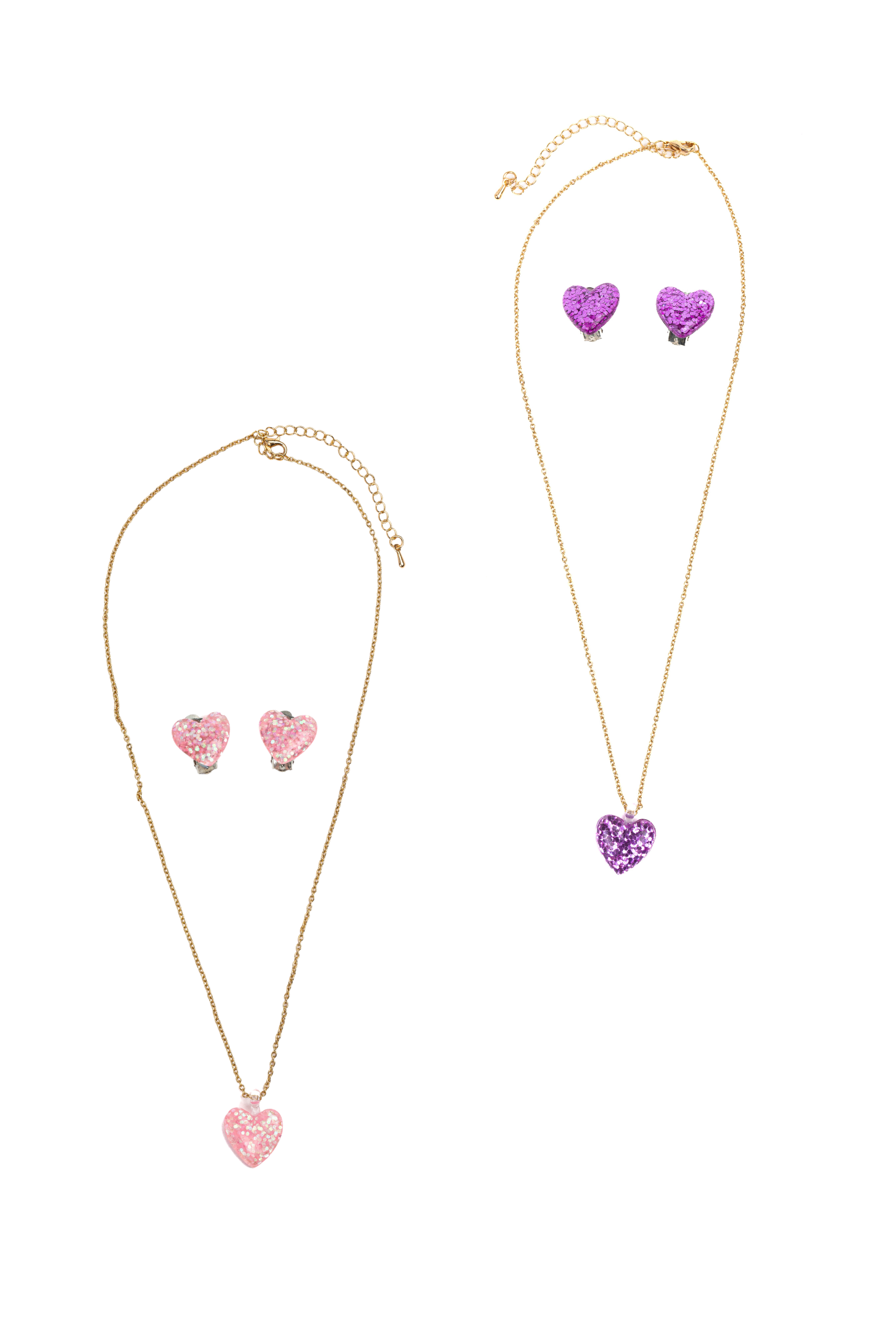 Boutique Glitter Heart Necklace Assortment