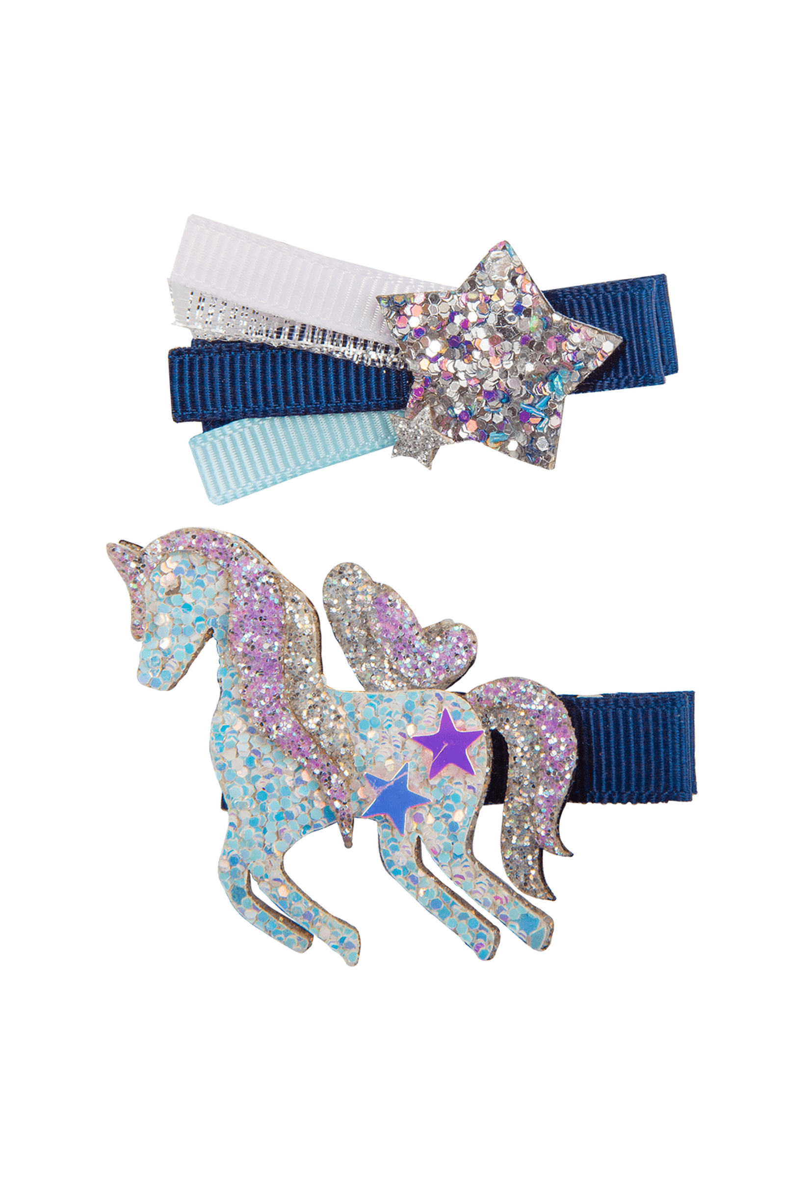 Boutique Navy Unicorn Star Hairclip