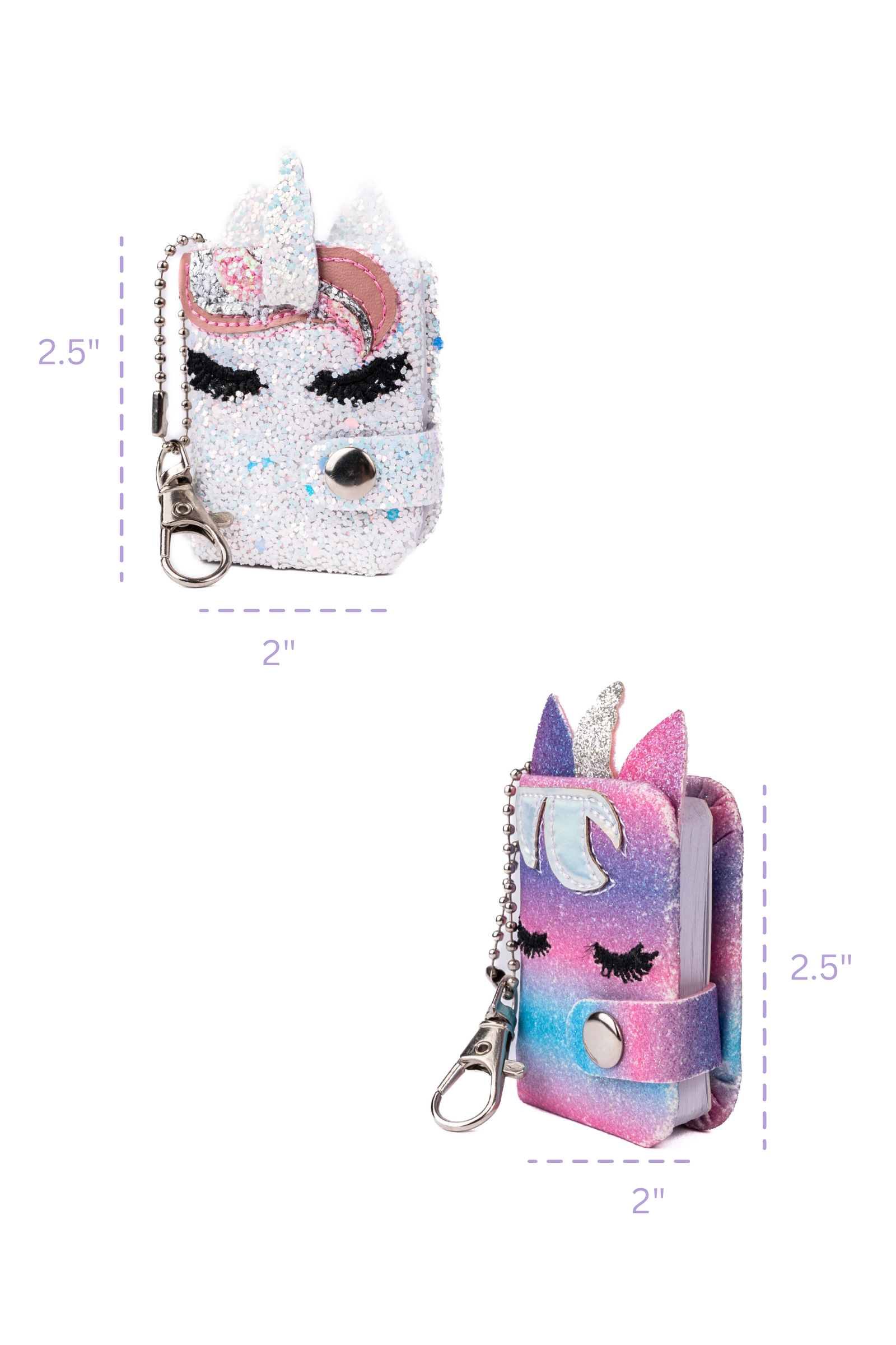 Glitzernde Freunde Schlüsselanhänger Tagebuch, Katze, Einhorn