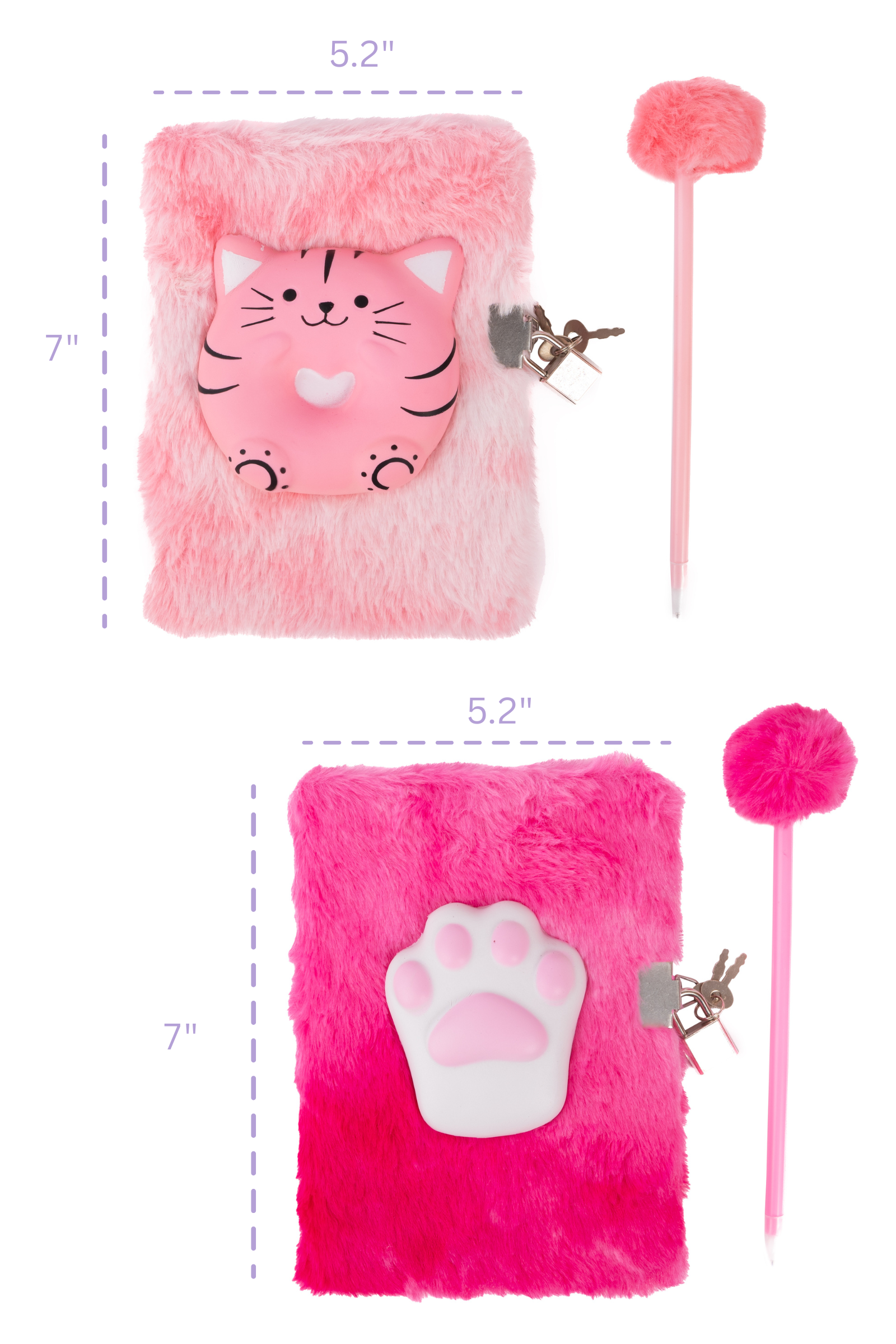 Furry Friends Squishy Journal, Cat, 2 styles assorted