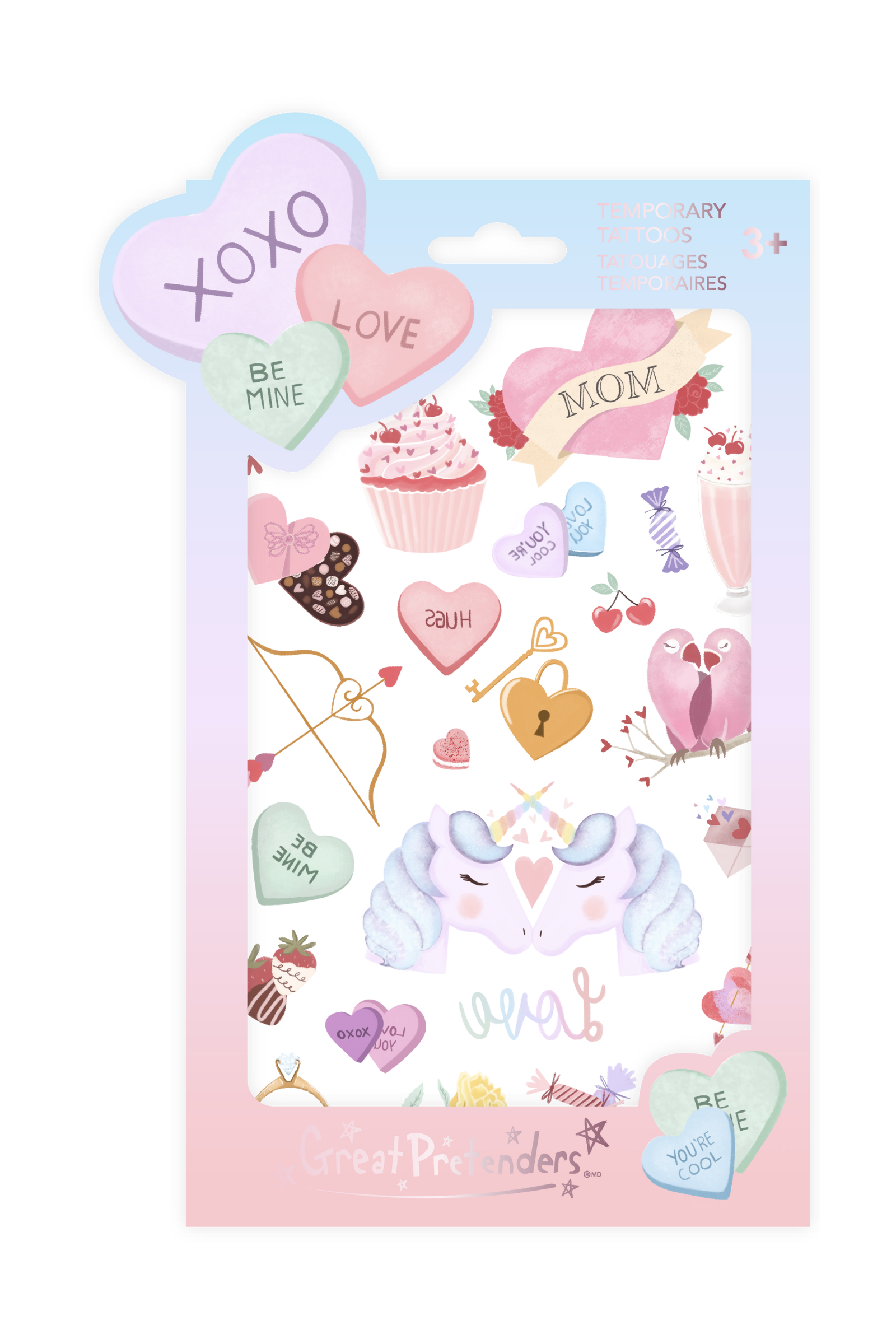 Candy Heart Valentine Temporary Tattoos